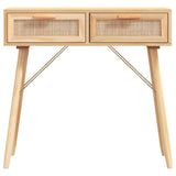 Console Table Brown 80x30x75 cm Solid Wood Pine&Natural Rattan 345626