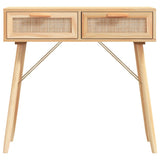 Console Table Brown 80x30x75 cm Solid Wood Pine&Natural Rattan 345626