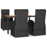 5 Piece Garden Dining Set Black Poly Rattan&Solid Wood Acacia 3157636