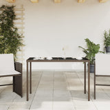 Garden Table with Glass Top Brown 115x54x74 cm Poly Rattan 365074