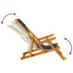 Folding Beach Chair with Armrests Blue Acacia Wood & Textilene 4108069