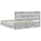 Bed Frame with Drawer Concrete Grey 200 x 200 cm Engineer Wood 3411810