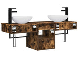 Bathroom Furniture Set 3 pcs Smoked Oak Engineered Wood 3405592