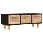 ZNTS Coffee Table Black 80x40x30 cm Engineered Wood&Solid Wood Pine 345619