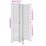 Room Divider 3 Panels White Solid Wood Paulownia 358832