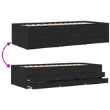 Daybed with Drawers without Mattress Black 100x200 cm 3280868