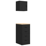 ZNTS Garage Cabinets 2 pcs Black Engineered Wood 3328324