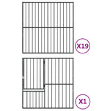 Dog Playpen 20 Panels Black Galvanised Steel 3209560