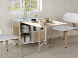 Foldable Drop Leaf Dining Table Folding Workstation for Small Space with Storage Shelves Cubes Oak & T3398P342453