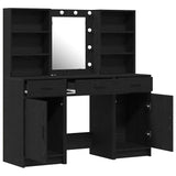 Dressing Table Set with Drawer 3 pcs Black Oak Engineered Wood 3334291