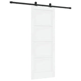 Sliding Door White and Black 78 x 202 cm Solid Pine Wood 3333359