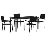 Garden Dining Set with Cushion 5 pcs Black Poly Rattan 3380039
