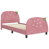 Children's Bed Frame with Headboard Pink 90 x 200 cm Velvet 42011073
