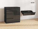 Chest of Four High Gloss Front Drawers - Black T3398P548076