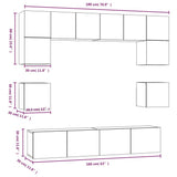 8 Piece TV Cabinet Set Smoked Oak Engineered Wood 3114411