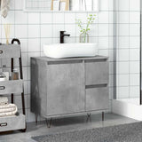 Sink Cabinet Concrete Oak 65x33x60 cm Engineered Wood 857225