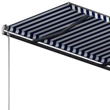 Freestanding Manual Retractable Awning 350x250 cm Blue/White 3069716