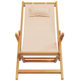 ZNTS Folding Beach Chairs 2 pcs Beige Fabric and Solid Wood 3214487