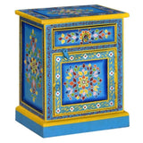 Bedside Cabinet Solid Mango Wood Turquoise Hand Painted 244834