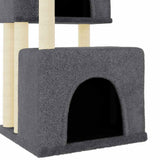 Cat Tree with Sisal Scratching Posts Dark Grey 122 cm 172054
