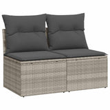 2 Piece Garden Sofa Set with Cushions Light Grey Poly Rattan Acacia 3325238