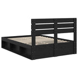 Bed Frame with Headboard Black 140 x 200 cm Solid Pine Wood 3411408