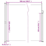 ZNTS Retractable Side Awning Taupe 220x500 cm 4004484