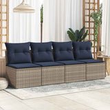 2 Piece Garden Sofa Set with Cushions Grey Poly Rattan Acacia 3325247