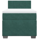 Box Spring Bed with Mattress Dark Green 90x190 cm Velvet 3286201