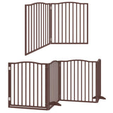 Dog Gate with Door Foldable 10 Panels Brown 800 cm Poplar Wood 3155639