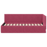 Corner Bed Frame with Headboard Wine Red 90 cm x 200 cm Velvet 42016270