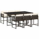 Garden Dining Set Brown Poly Rattan 6-seater Foldable 3211449