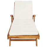 Sun Lounger Folding 1-person Brown and Cream Solid Teak Wood 42032670
