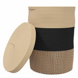 Storage Basket with Lid Black and Beige 37x50 cm Cotton 358479