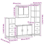 ZNTS 4 Piece Bathroom Furniture Set Grey Sonoma Engineered Wood 3301283