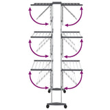 3-Tier Laundry Drying Rack with Wheels Silver 60x70x129 cm 344376