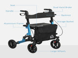 Folding Rollator Walker with Seat, Backrest, Lightweight Walking Frame with Storage Bag, Dual T3398P344717
