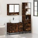 3 Piece Bathroom Furniture Set Smoked Oak Engineered Wood 3301172