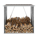 Garden Log Storage Shed Galvanised Steel 163x83x154 cm Brown 47090