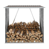 Garden Log Storage Shed Galvanised Steel 163x83x154 cm Brown 47090