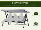 3 Seater Outdoor Garden Swing Chairs Thick Padded Seat Hammock Canopy Porch Patio Bench Bed - Grey T3398P314175