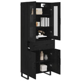 Highboard with Drawer 2 pcs Black Oak Engineered Wood and Glass 3416089