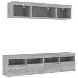 5 Piece TV Wall Units with LED Grey Sonoma Engineered Wood 3216723