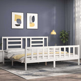 Bed Frame without Mattress White 200x200 cm Solid Wood Pine 3192902