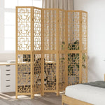 Room Divider 6 Panels Brown Solid Wood Paulownia 358876