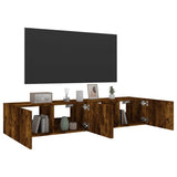 TV Wall Cabinets with LED Lights 2 pcs Smoked Oak 80x35x31 cm 837290