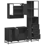 ZNTS 3 Piece Bathroom Furniture Set Black Engineered Wood 3301160