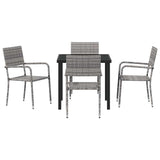 Garden Dining Set with Cushion 5 pcs Grey Poly Rattan 3380044