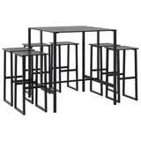 7 Piece Garden Bar Set Black Powder-coated Steel 3283753