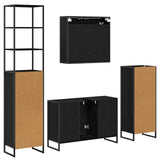 Bathroom Furniture Set with Drawer Black Oak Engineered Wood 3403046